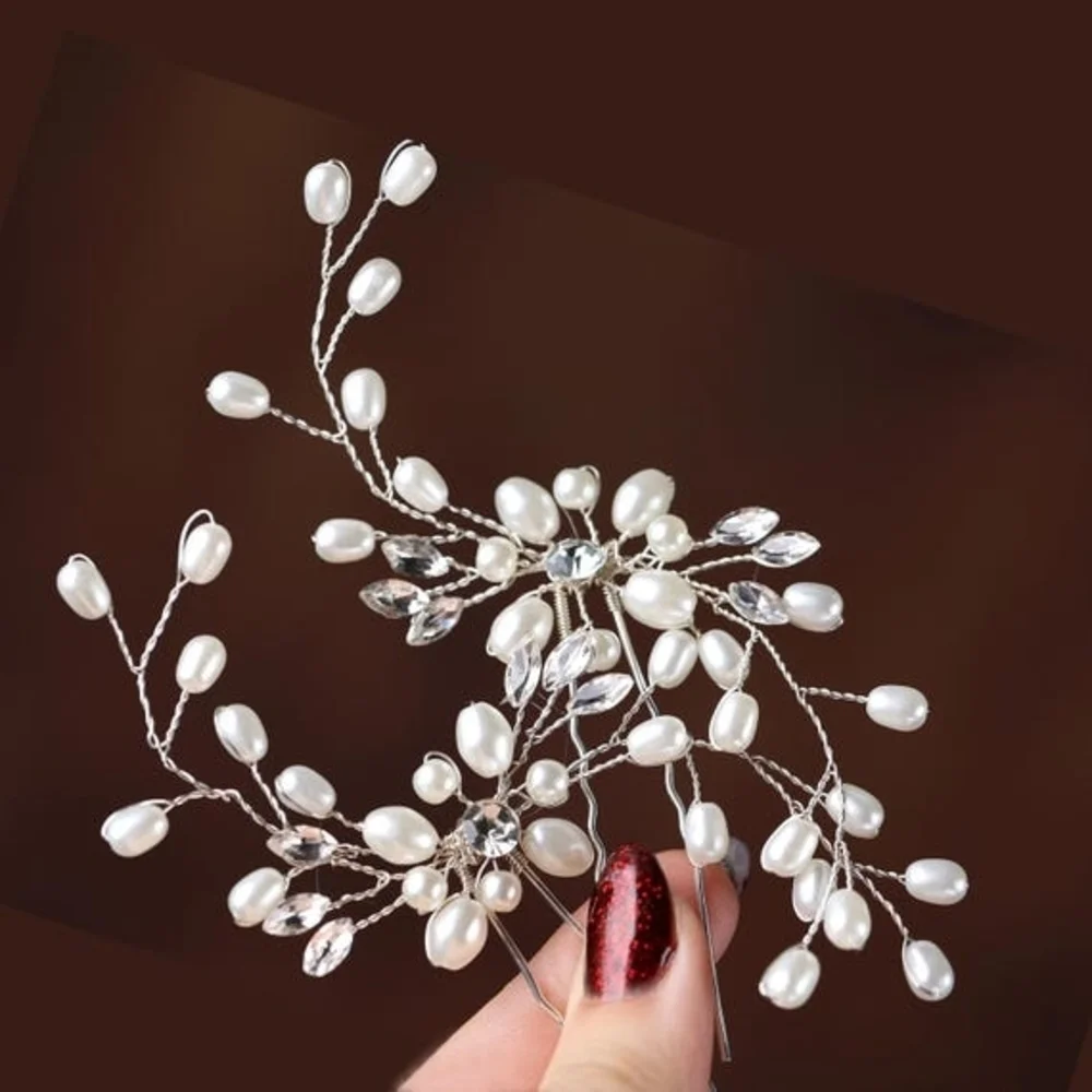 Elegant Silver and Pearl Hair Pins
